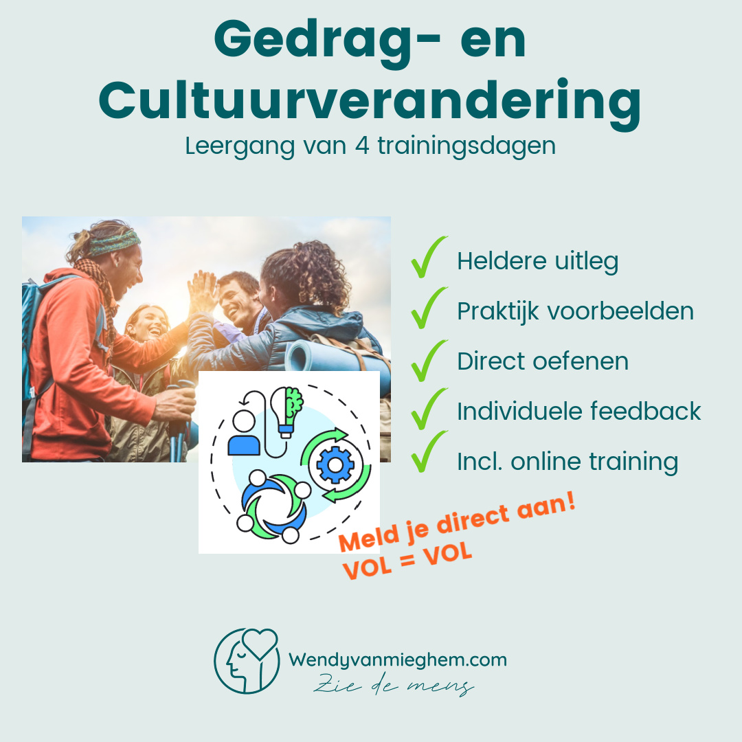 Leergang Gedrag en Cultuurverandering Agenda - Leergang Gedrag en Cultuurverandering - Wendyvanmieghem.com